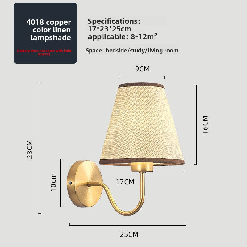 Fabric Shade Bedroom Wall Lamp with E27 Socket