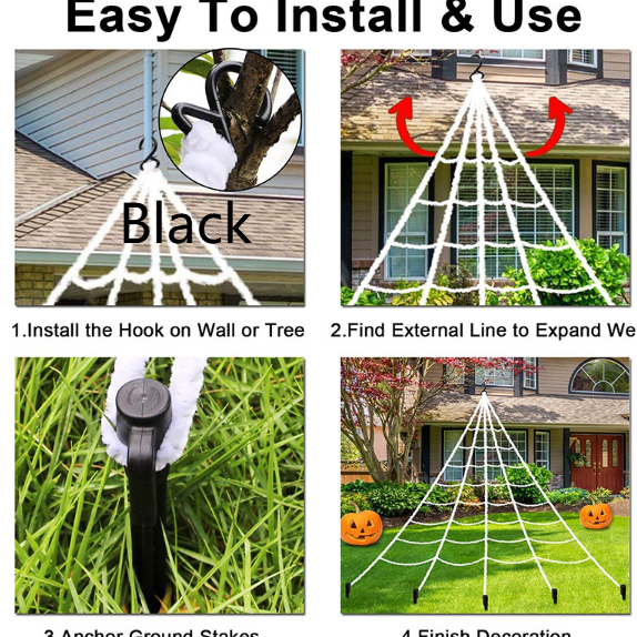 Realistic Halloween Spider and Web Decor Set