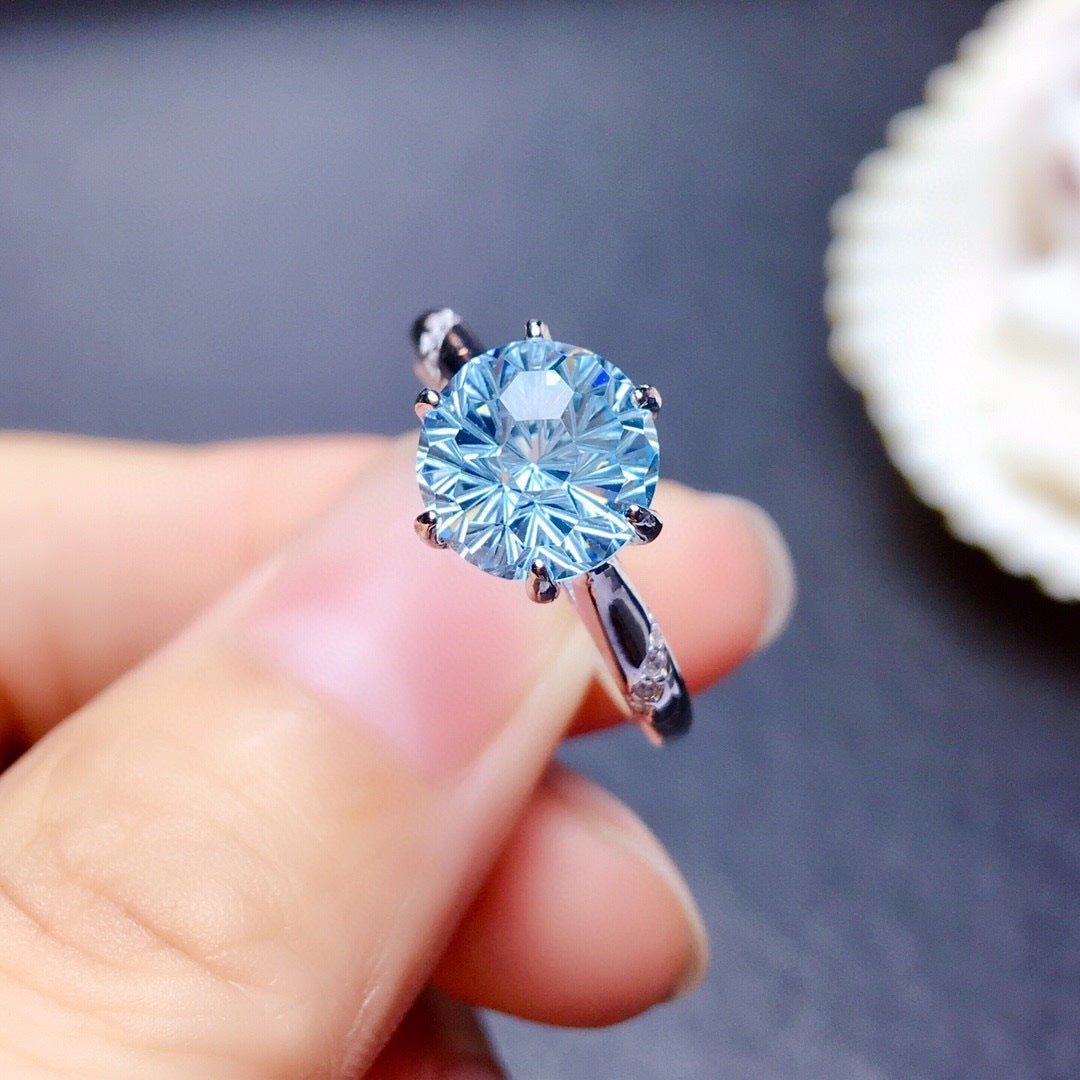 Six-Claw Simulated Diamond Ring