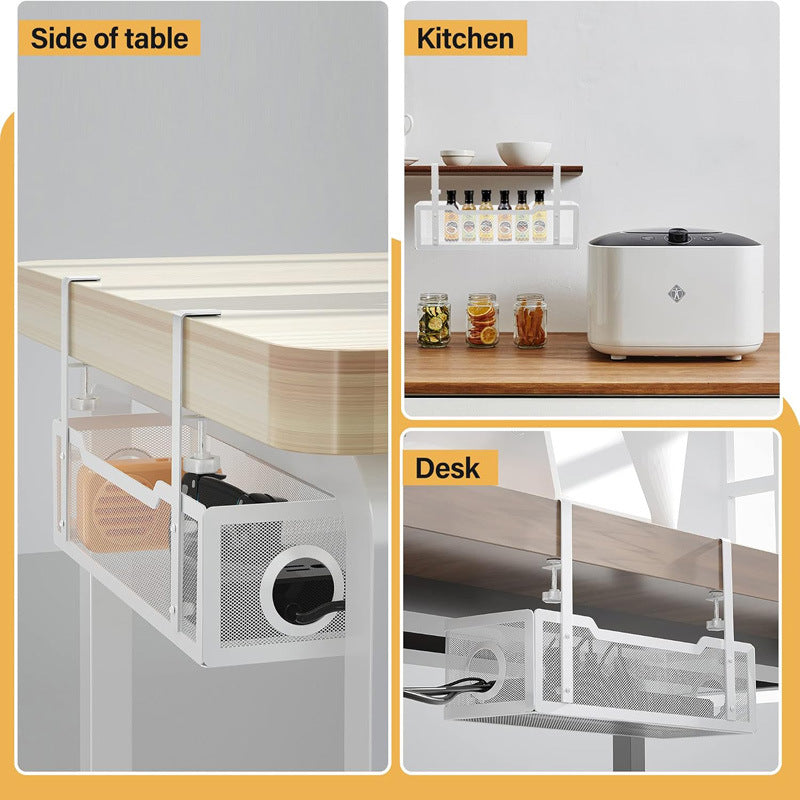 No-drill power strip storage rack