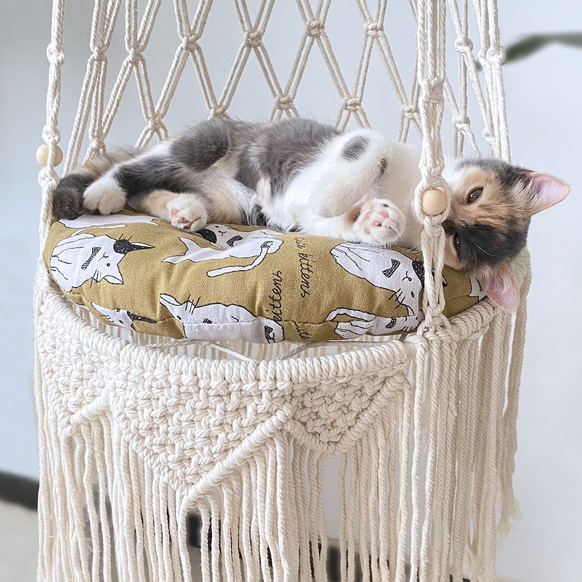 Bohemian Hand-Woven Cat Hammock Hanging Bed