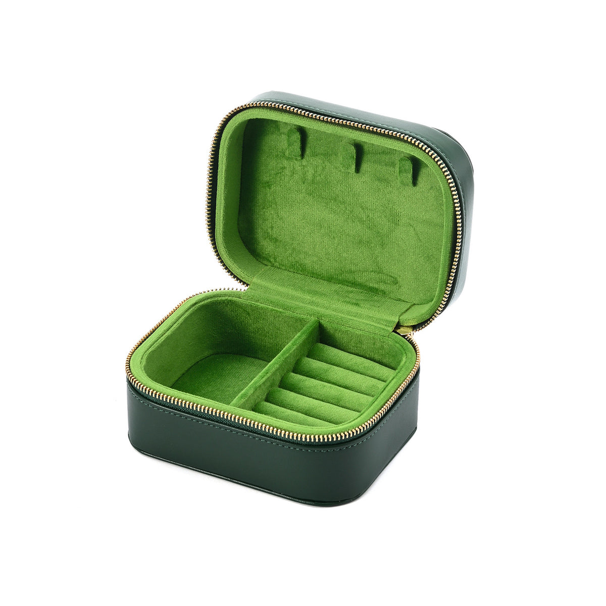 Portable PU Leather Zipper Jewelry Storage Box