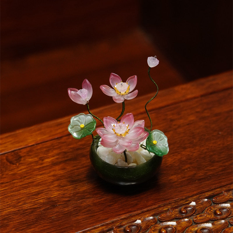 Glazed Petal Ceramic Flower Pot Ornaments