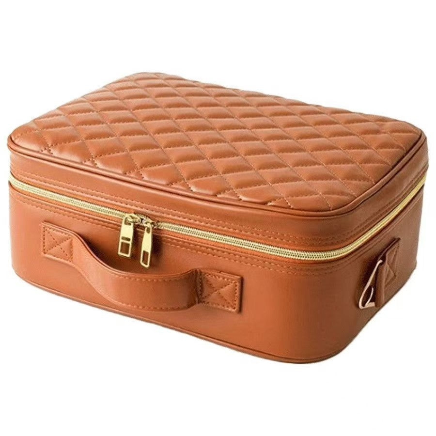 Portable LED Mirror Leather Makeup Case with Brush Set