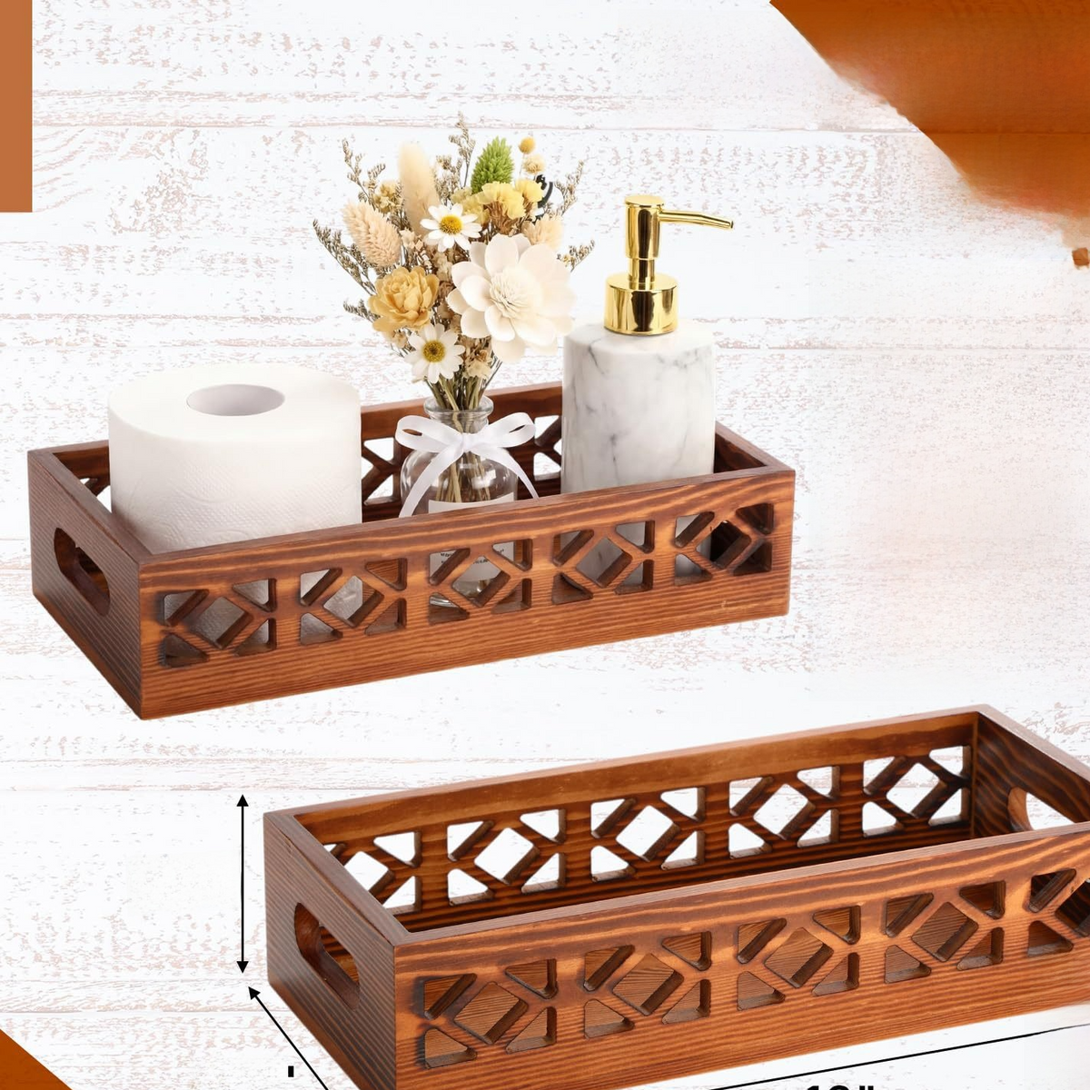 Wooden Hollow Tissue Box Cosmetic Storage Box