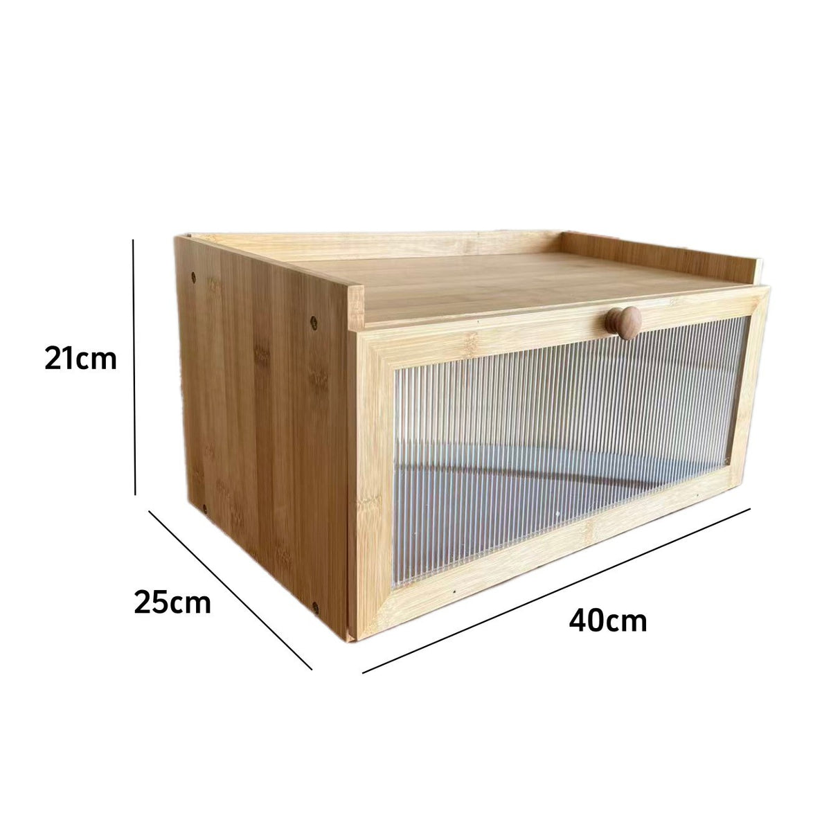 Double-Layer Wooden Bread Box with Glass Window Kitchen Cake Storage Organizer