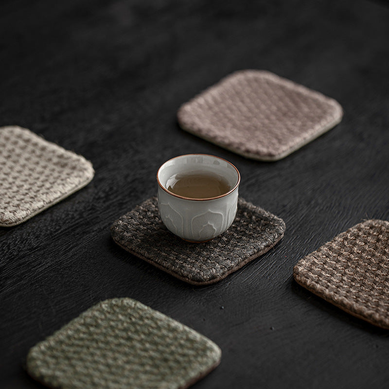 Handmade Plant-Dyed Reversible Linen Tea Coasters