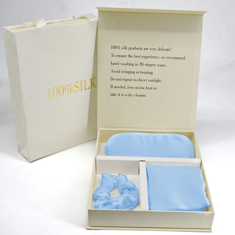 Silk pillowcase, eye mask, hair band