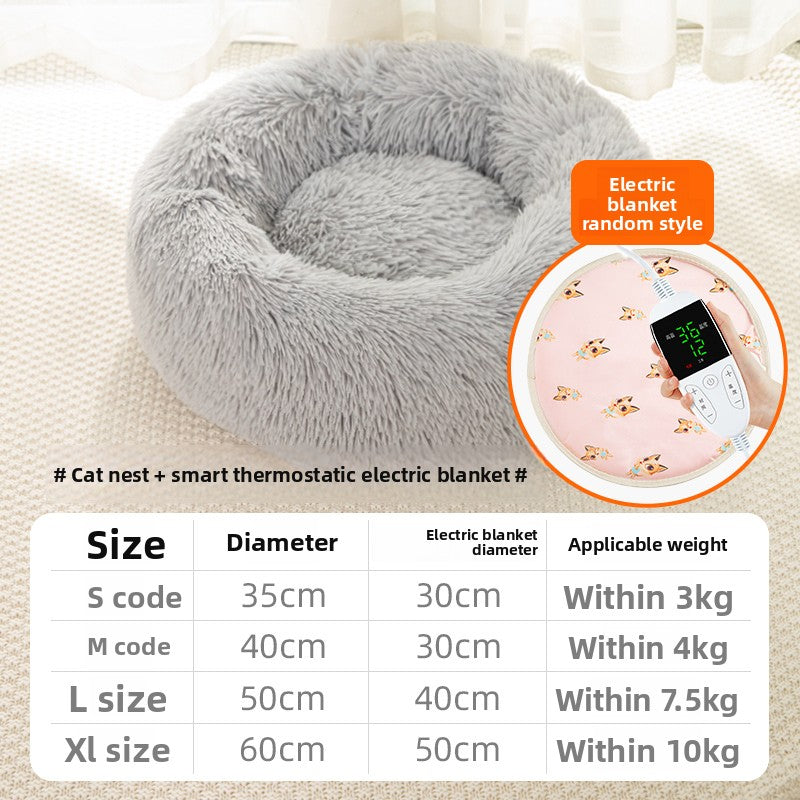 Heated Cat Bed with Adjustable Temperature and Washable Cover