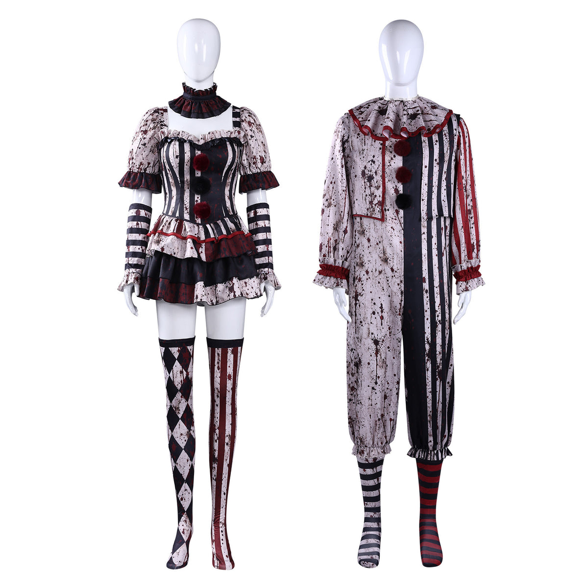Halloween Cos Costume Soul-Breaking Clown Full Set Satin Dress