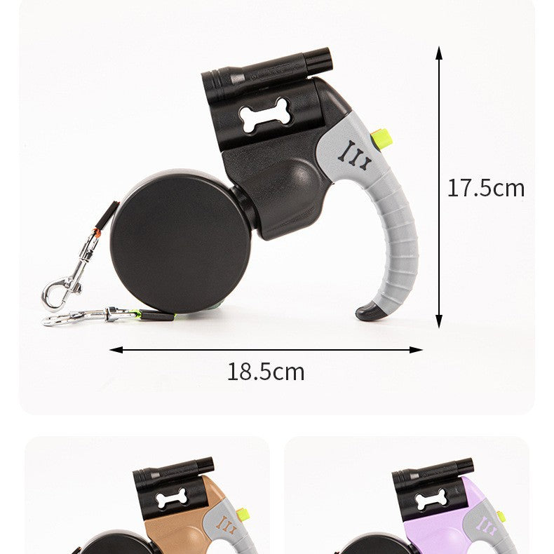 Automatic Retractable Dual Dog Leash with Light
