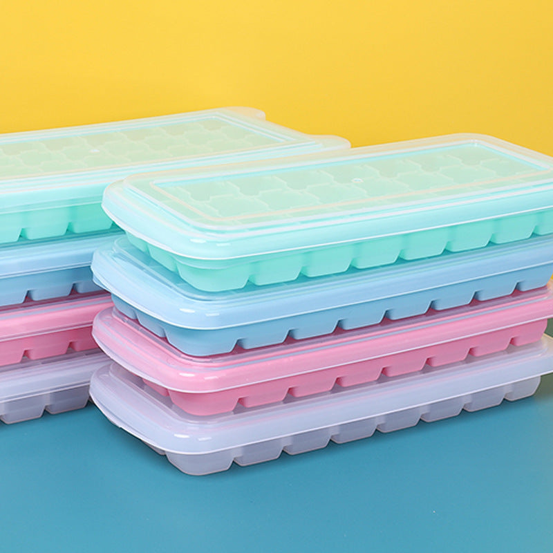 Food Grade Silicone Ice Cube Mold with Lid, Flexible Quick-Freeze Ice Tray, Easy-Release Design