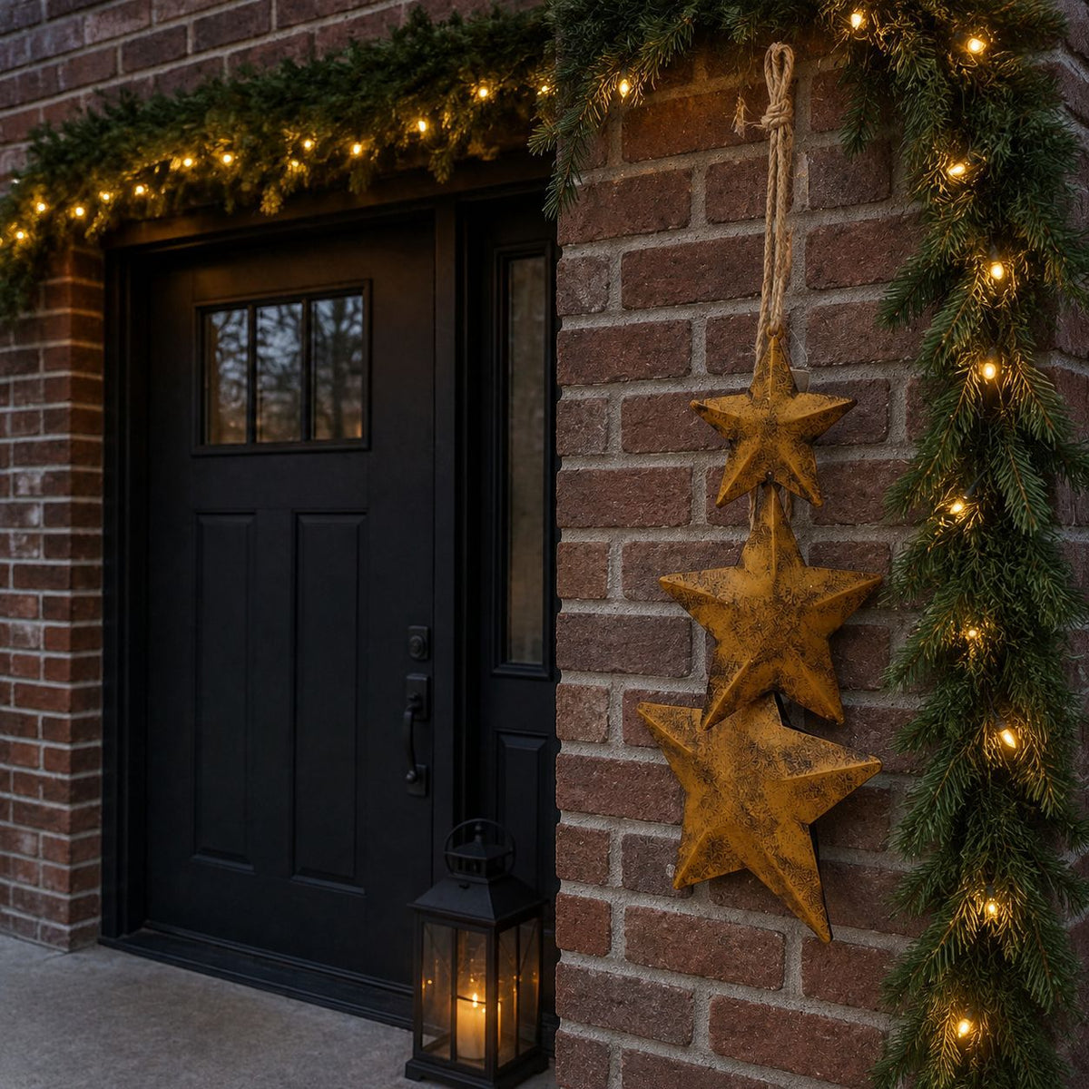 Vintage Iron Star Christmas Hanging Ornaments 3-Piece Set