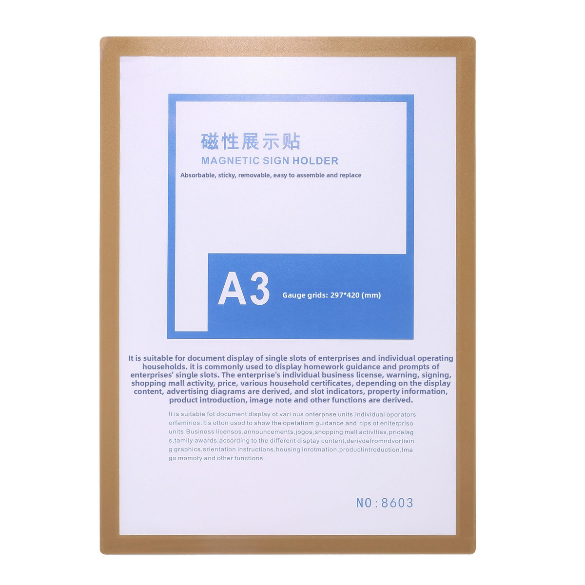 Soft Magnetic Display Sticker for A4/A3 Documents, No-Drill Wall Mount