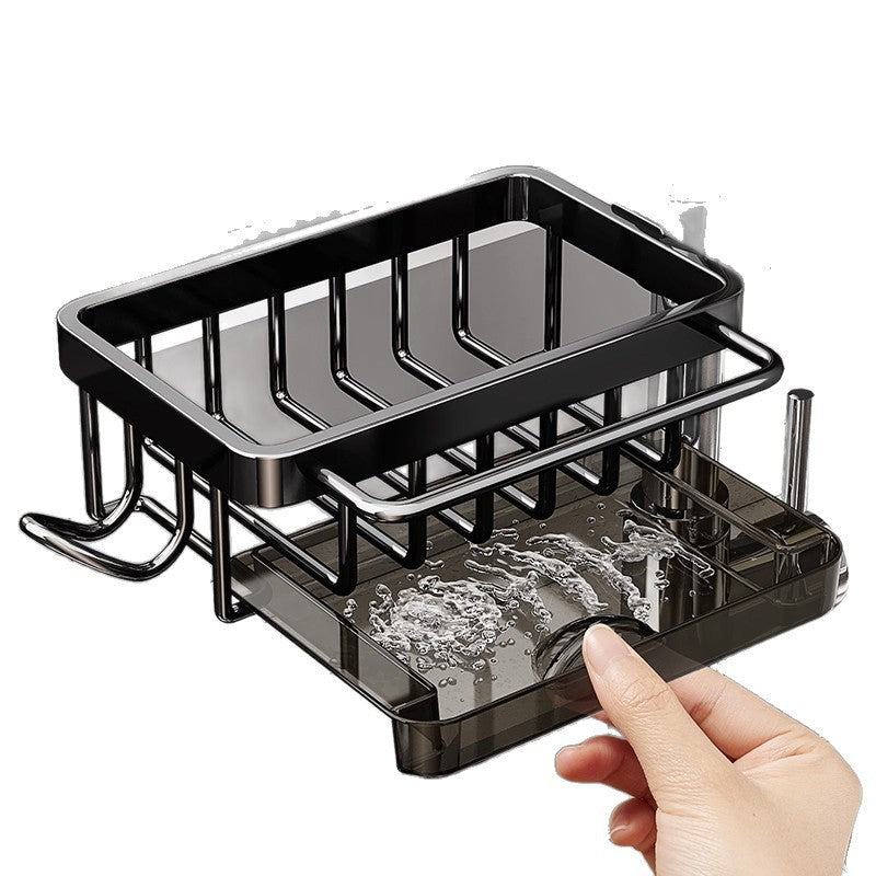 Kitchen Faucet Sink Storage Rack, Metal Hanging Draining Basket for Sponge and Dishcloth