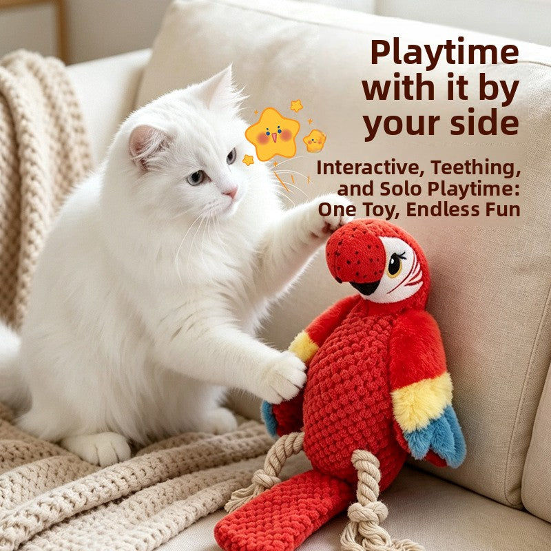 Interactive Squeaking Parrot Plush Chew Toy for Dogs