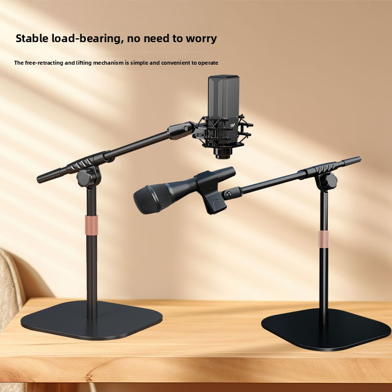 Adjustable Desktop Microphone Stand with Weighted Base