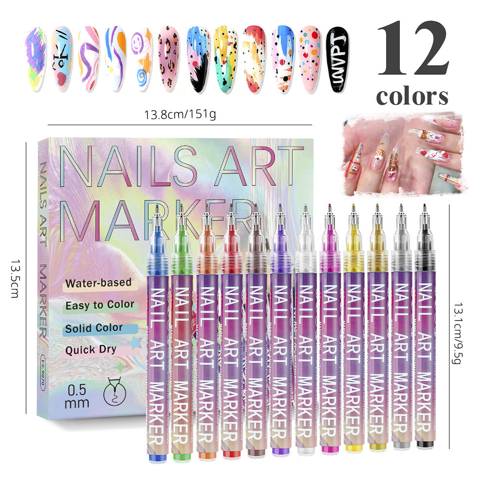 Nail Art Paint Pens 12-Color Set