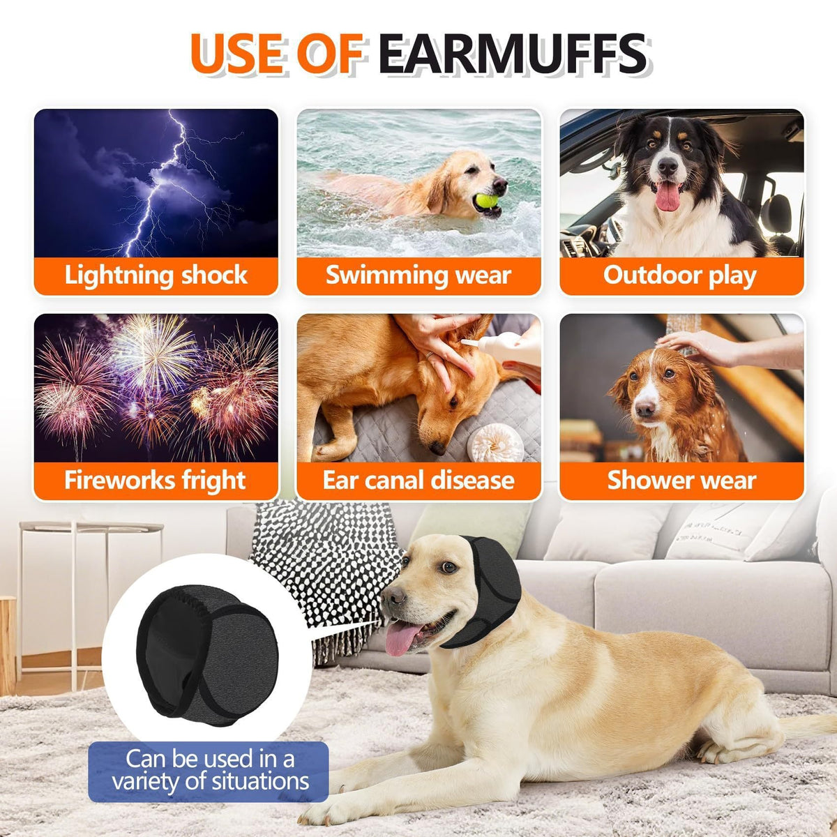 Adjustable Dog Ear Muffs for Noise Reduction