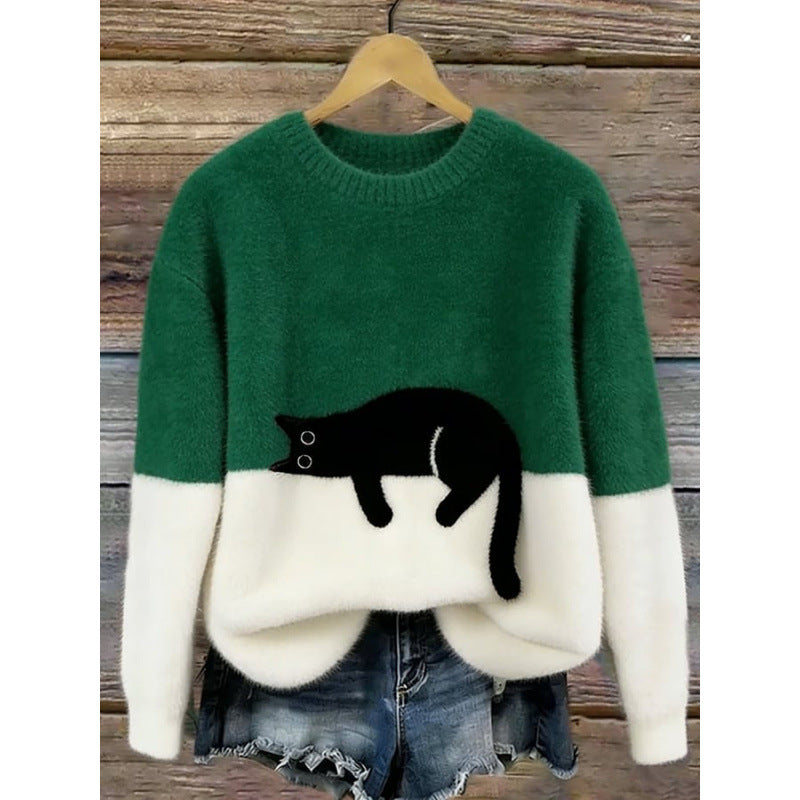 Womens 3D Printed Christmas Flannel Pullover Sweatshirt