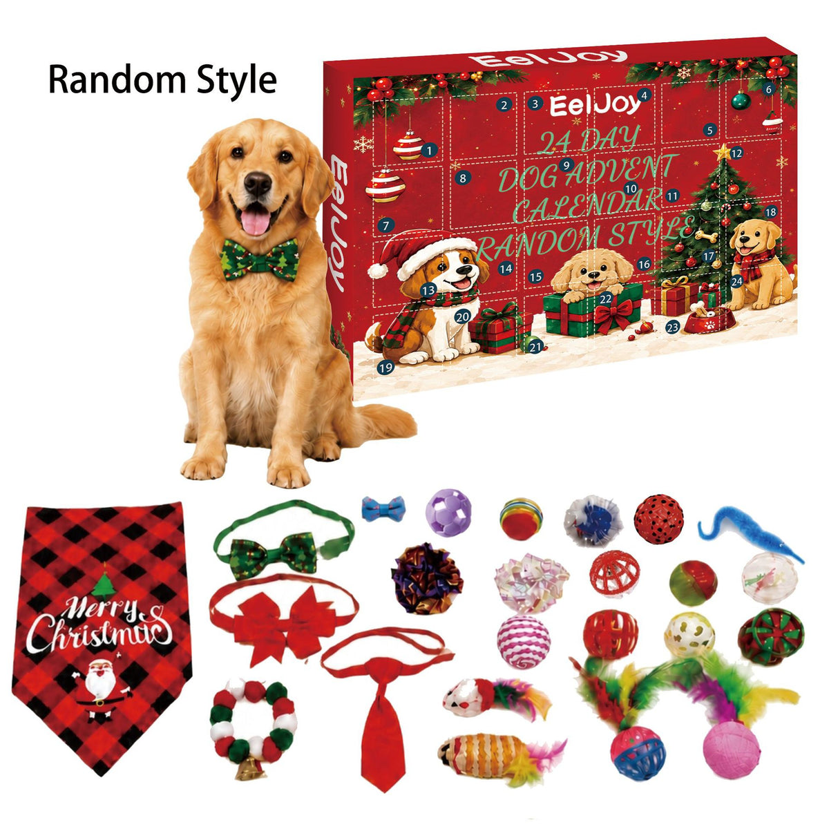 24-Day Dog Christmas Countdown Calendar with Surprise Toys