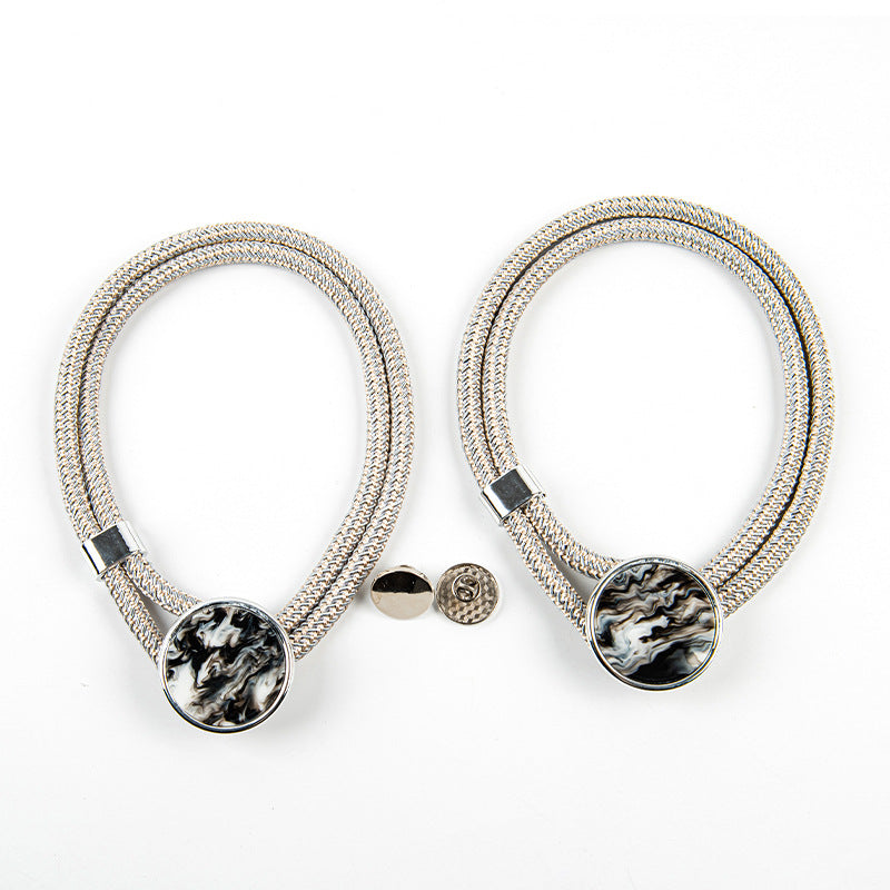 Curtain Tiebacks Mirrored Marble Pattern No-Drill Binding Straps