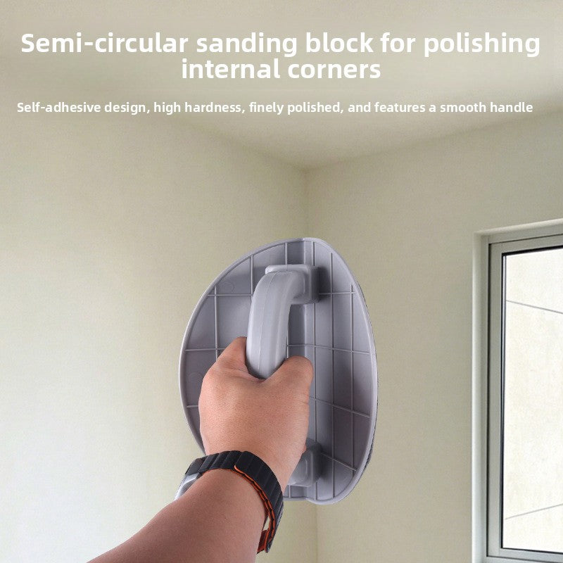 Semi-Circular Corner Sandpaper Holder with Self-Adhesive Base