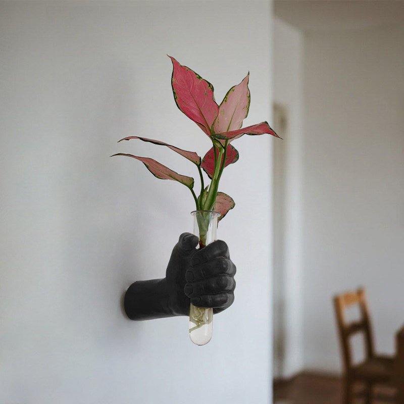 Golden Hand-Held Glass Vase Wall Hanging Decor