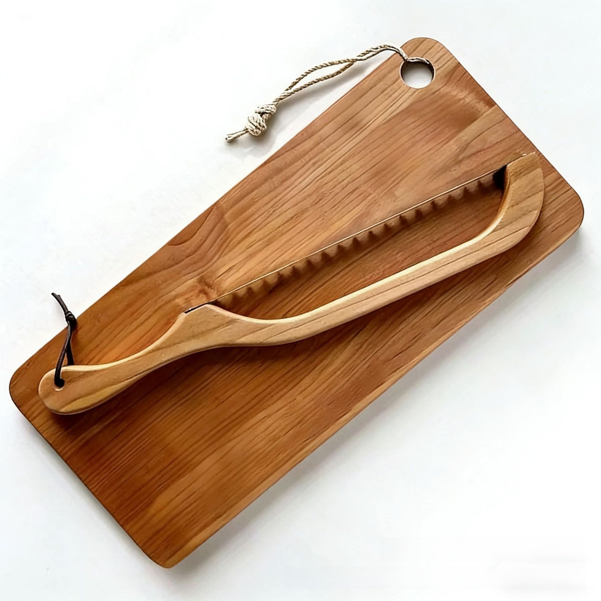 Wooden Bread Slicing Knife with Cutting Board