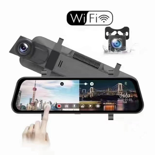 10 Inch Full Screen Dash Cam with WIFI Dual Recording