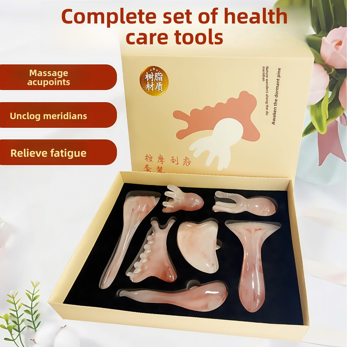 Facial Gua Sha Scraping Stick, Meridian Brush, Octopus Head Massage Comb