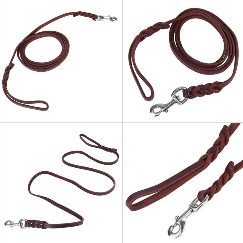 Durable Leather Braided Dog Leash
