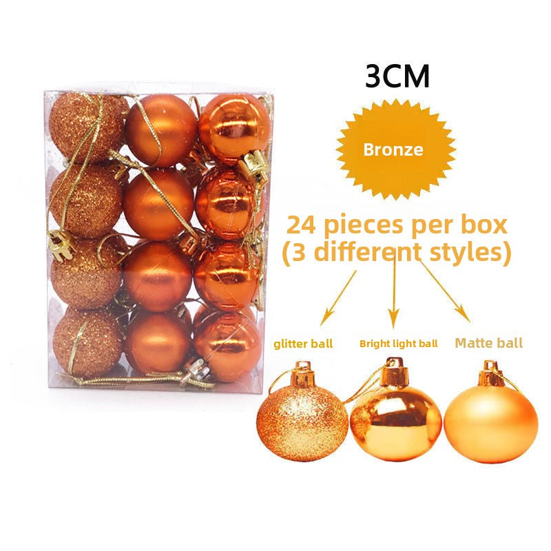 24 Pack 3cm Plastic Christmas Tree Hanging Decoration Balls Electroplated Matte Ornaments