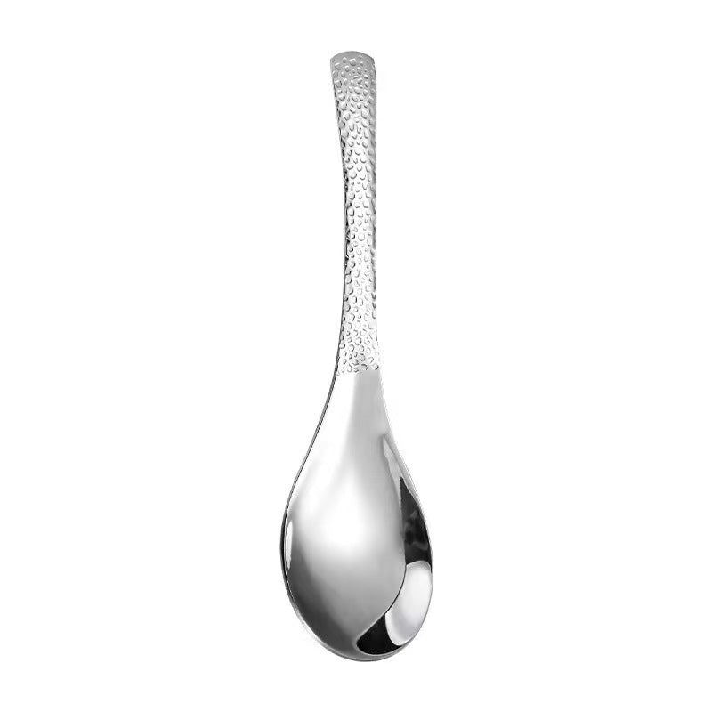 Stainless Steel Hammer Pattern Round Bottom Spoon