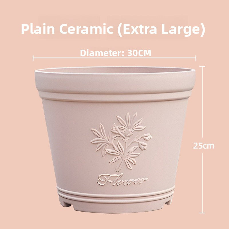 Embossed Imitation Ceramic Resin Flower Pot