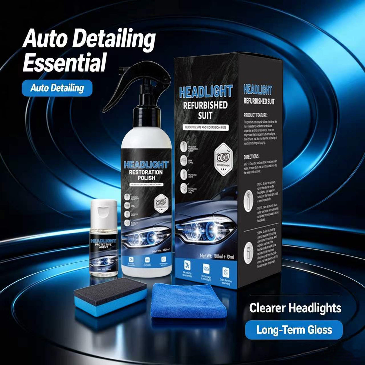 Headlight Restoration Agent for Yellowing Repair and Lens Brightening
