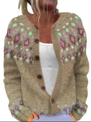 Christmas sweater vintage round-neck cardigan