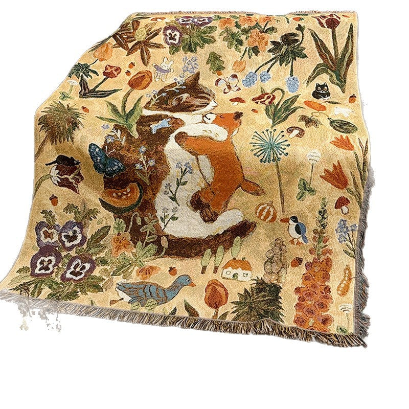 Cartoon Floral Tapestry Blanket