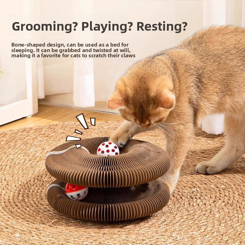 Magic accordion cat scratching board
