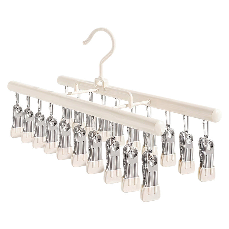 Double-row multi-clip sock drying rack