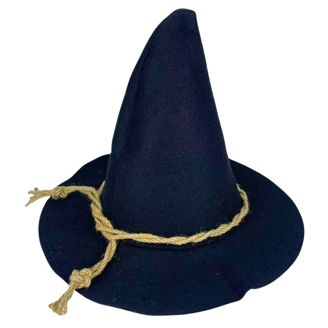 Velvet Witch Hat with Decorations for Halloween Party Costume Accessory