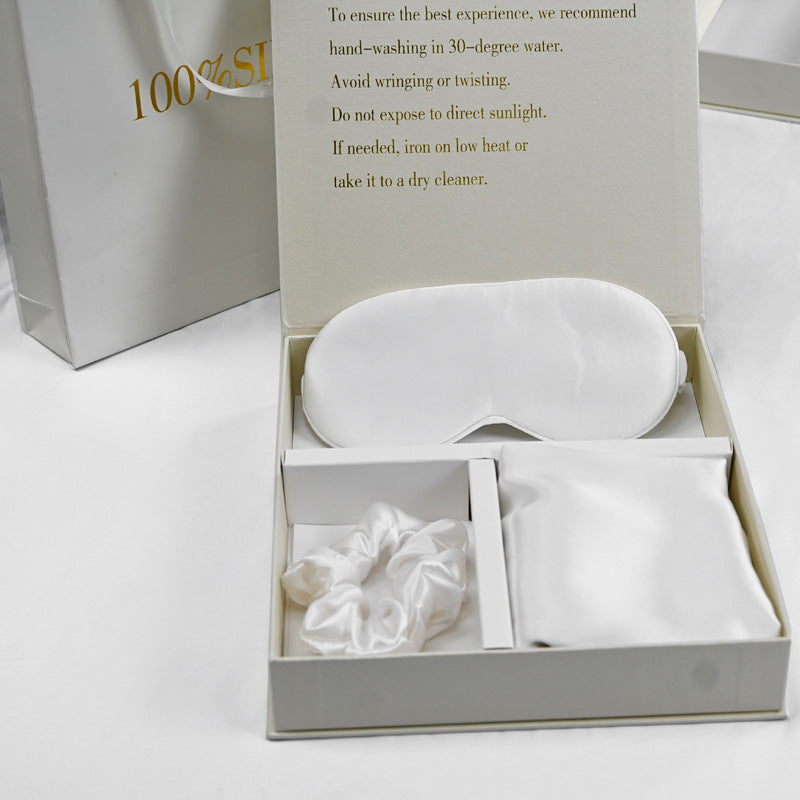 Silk pillowcase, eye mask, hair band
