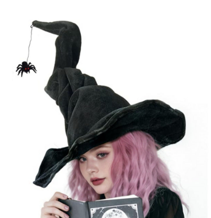 Velvet Witch Hat with Decorations for Halloween Party Costume Accessory