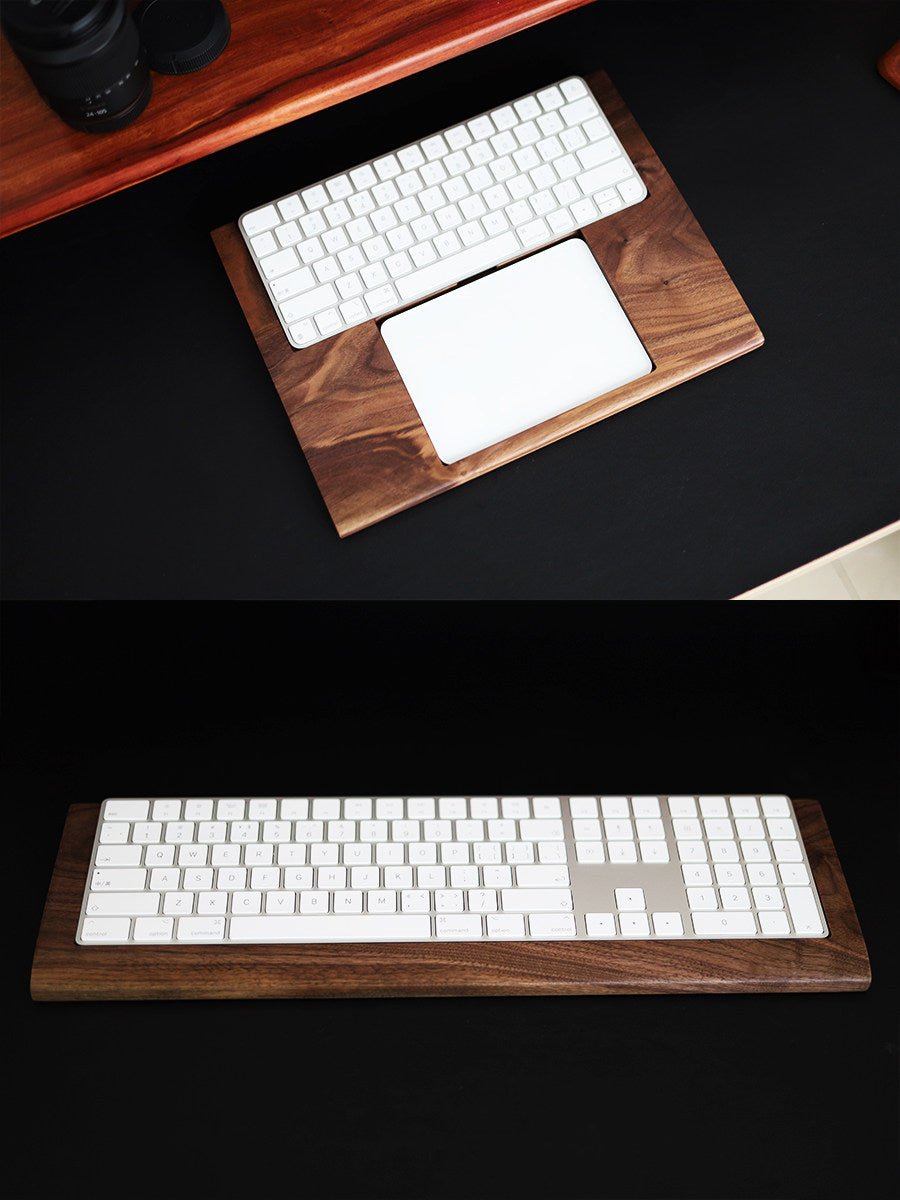 Walnut Wood Keyboard and Touchpad Stand with Wrist Rest