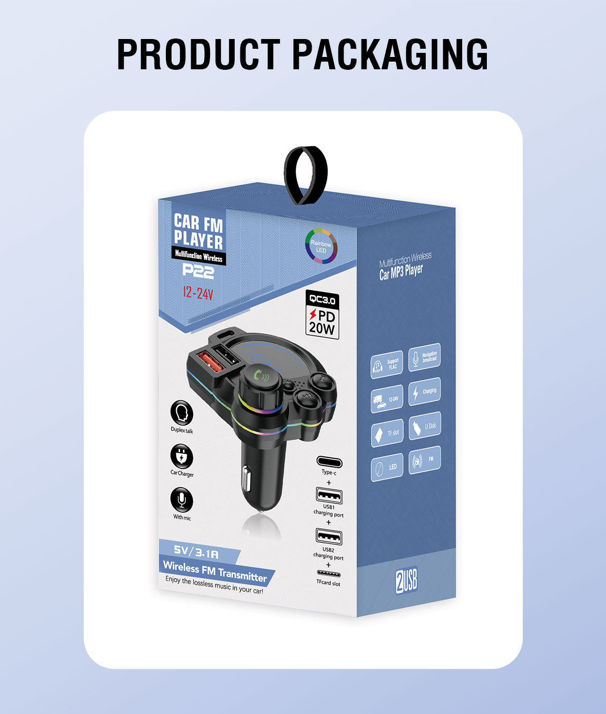 Bluetooth FM Transmitter with Dual Fast Charging