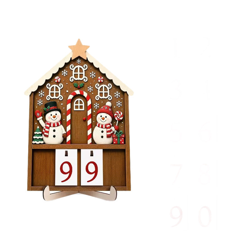Wooden Christmas Advent Calendar Desktop Decoration