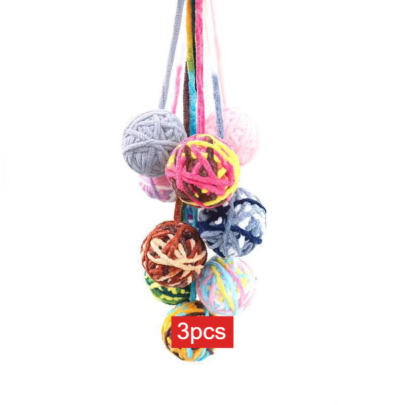 Cat fur wool bell ball