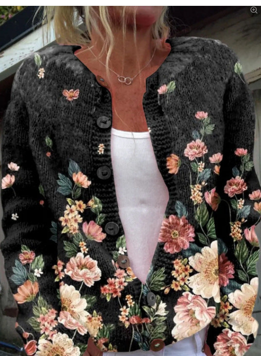 Christmas sweater vintage round-neck cardigan