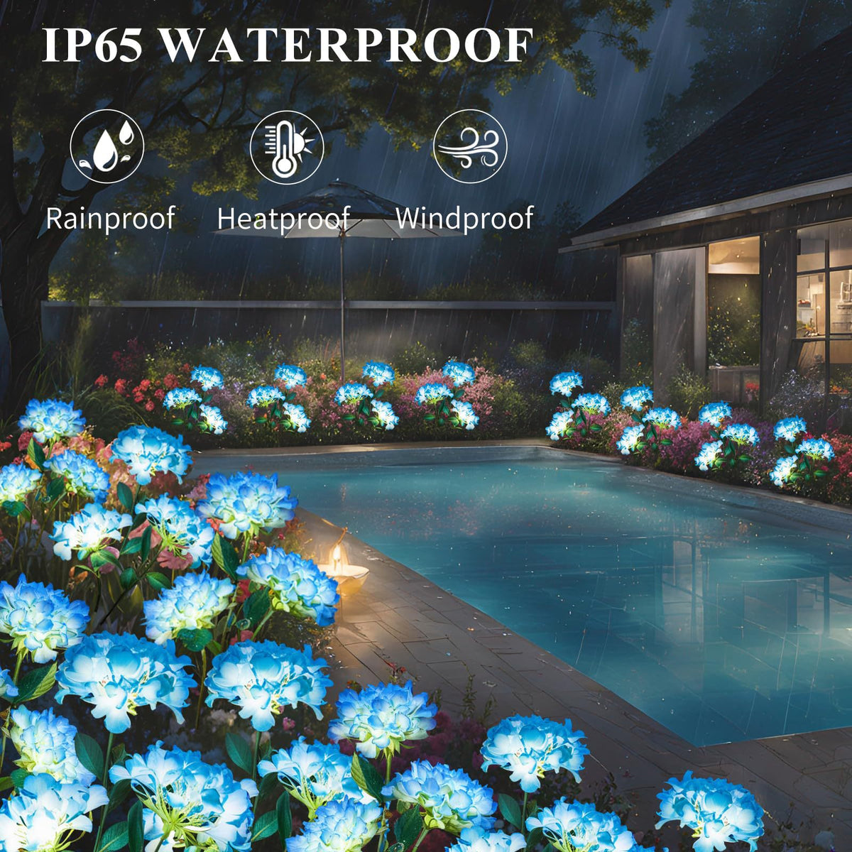 Solar Powered Hydrangea Garden Stake Lights