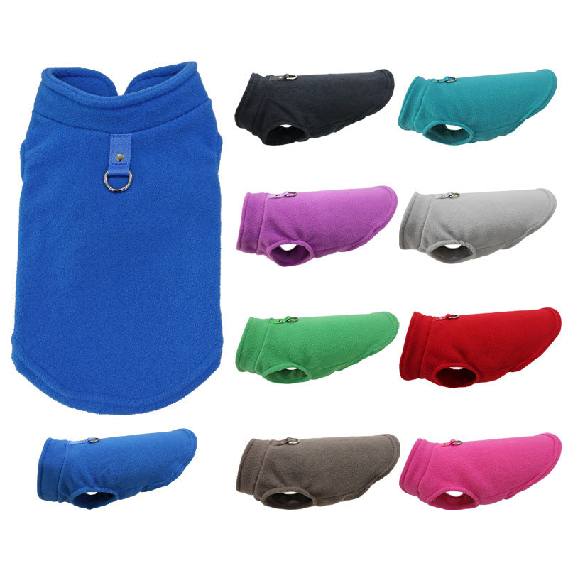 Pet Dog Cat Solid Color Outdoor Traction Fleece Vest